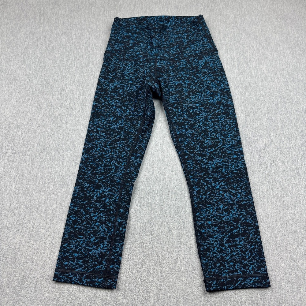 Lululemon Leggings‎ Women 6 Blue Black Wunder Under Crop Yoga 22" Pants Athletic